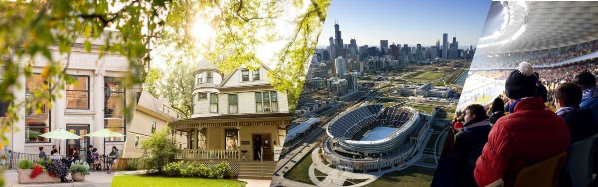 Oak Park on the left, Soldier Field on the right